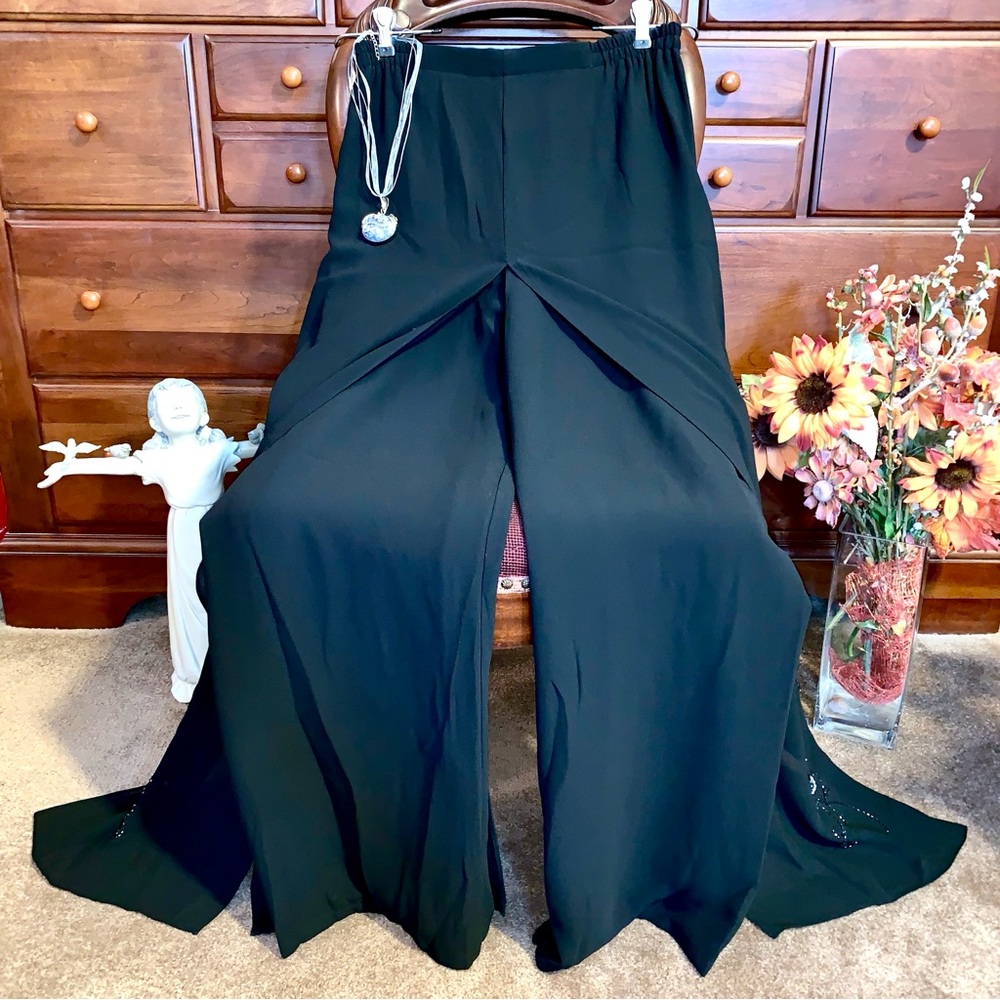 Adrianna Papell Black Embellished Wide Leg Pants - Picture 3 of 14